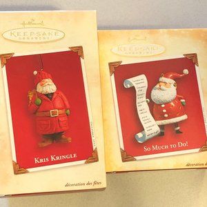 Hallmark Keepsake Ornaments 2003 Kris Kringle and 2004 So much to Do! Santa